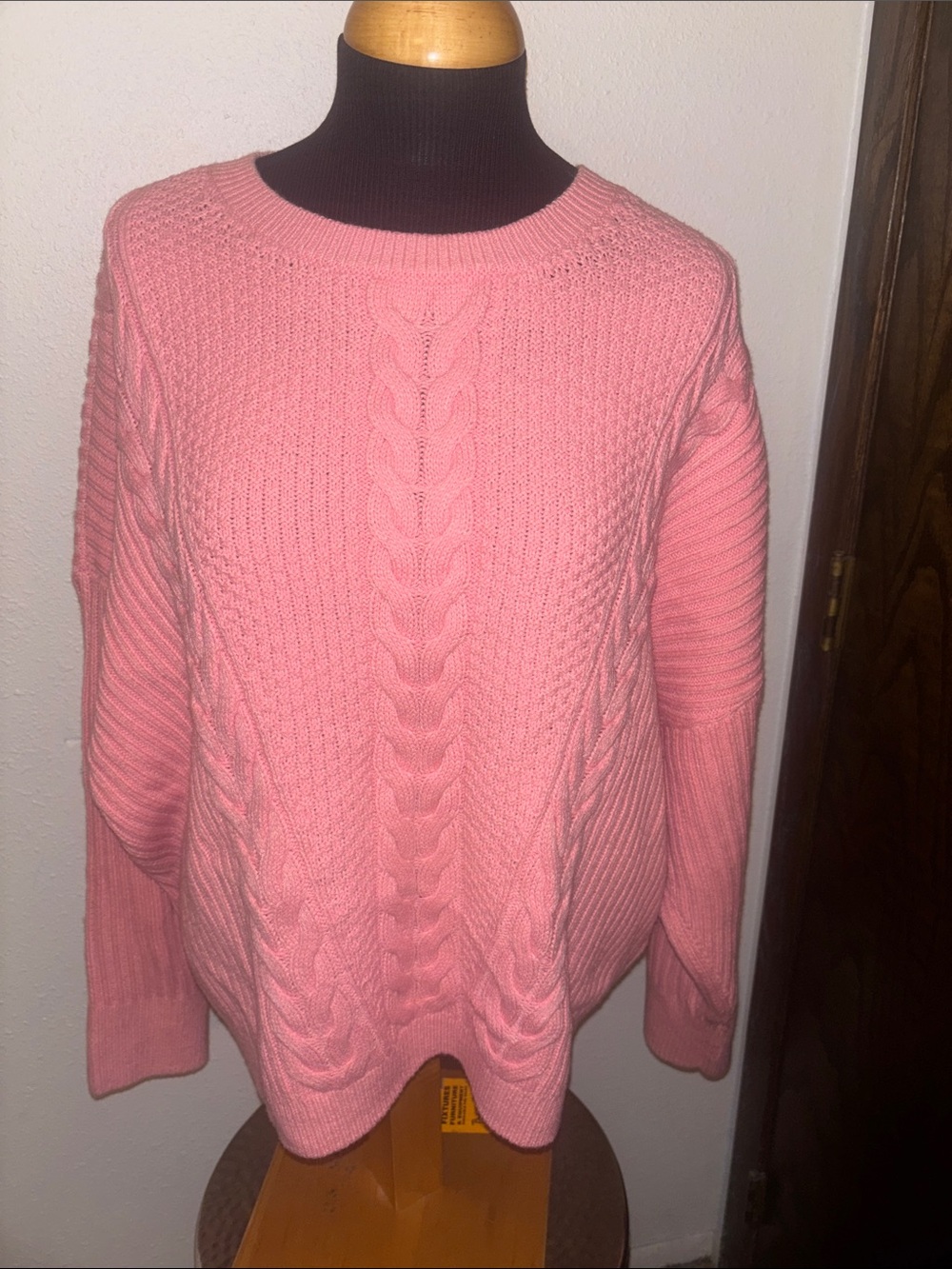 Tommy Hilfiger Pink Cable Knit Crewneck Sweater Size XXL